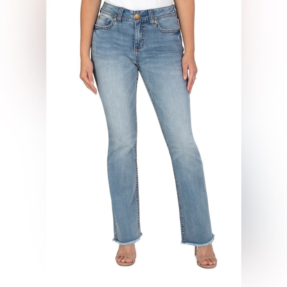 Seven7 Frayed-Hem Bootcut Jeans - size 8 - F34